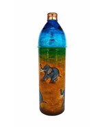 Pure Copper water Bottle 100% leak proof , Hand Painted Elephant Jungle ... - $757.04 MXN