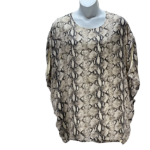 Bishop and Young Round Neck Batwing Sleeve Oversized Reptile Cocoon Shirt Blouse - £17.97 GBP