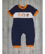 NEW Pumpkin Turkey Embroidered Baby Boys Boutique Romper Jumpsuit - €11,98 EUR