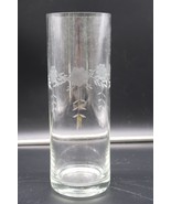 Large Vintage Engraved Glass Vase Cylinder 1960s 10&quot; - $551.77 MXN