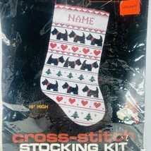 Scottie Dog Terrier Cross Stitch Christmas Stocking Kit Titan Needlecraft 15&quot; - £23.09 GBP