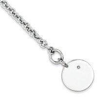Sterling Silver 1/20ct Diamond Disc Charm Bracelet 7.5&quot; Jewerly - £89.08 GBP