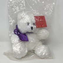 Anico White Bear Plush Purple Bow 7 In Stuffed Animal Lotsa Love Soft Toy - £12.44 GBP