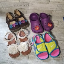 Lot Of 4 Pair Toddler Girls Purple CROCS Elmo Sandals &amp; Suede Mary Jane&#39;s Size 8 - $11.70