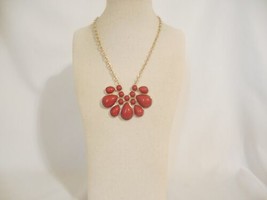 Department Store 15&quot; Gold Tone Red Stone Pendant Necklace F489 $32 - £13.02 GBP
