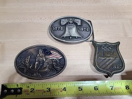 Lot 3x USA American Belt Buckle USA 1980 Olympics Washington 1976 Bergamot VTG - £12.31 GBP