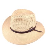 Mens Oat Safari Hat Vented Woven Paper Straw Outback Size L Unisex Faux ... - £23.64 GBP