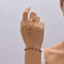 Turkish Lucky Eye Beaded Chain Bracelet Finger Rings for Women Blue Red Evil Eye - £11.85 GBP