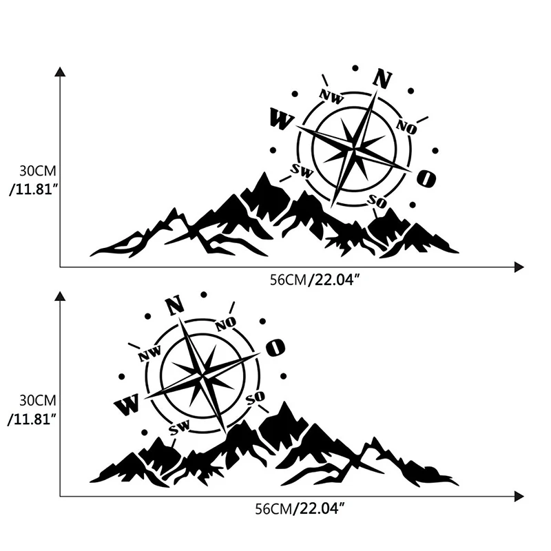 2pcs/set Mountain Adventurers Car Sticker Compass Graphics Decoration - £12.23 GBP