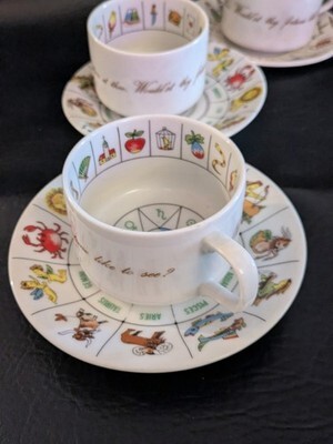 Lot De 6 Trèfle Cœur Horoscope Thé Reading Fortune Teller Tasse Saucer Item image 4