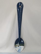 Metal Blue Spoon Painted Winter Scene 12 Inch Bill McDonald - $10.95