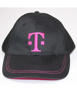 T Mobile Adjustable Mesh Black And Pink Baseball Work Hat Snap Back Embr... - $10.65