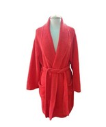 Josie Natori Tie Front Short Length Red Orange Plush Soft Robe Women&#39;s L... - £35.03 GBP