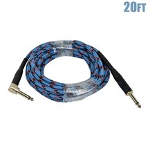 20Ft 6.35Mm Ts Male To 1/4 Right Angle Male Guitar Instrument Cable Braided Blue - £30.50 GBP