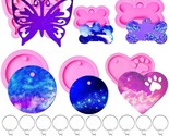 6 Pieces Assorted Keychain Pendant Molds with 10 Pieces Key Rings, Inclu... - $13.85