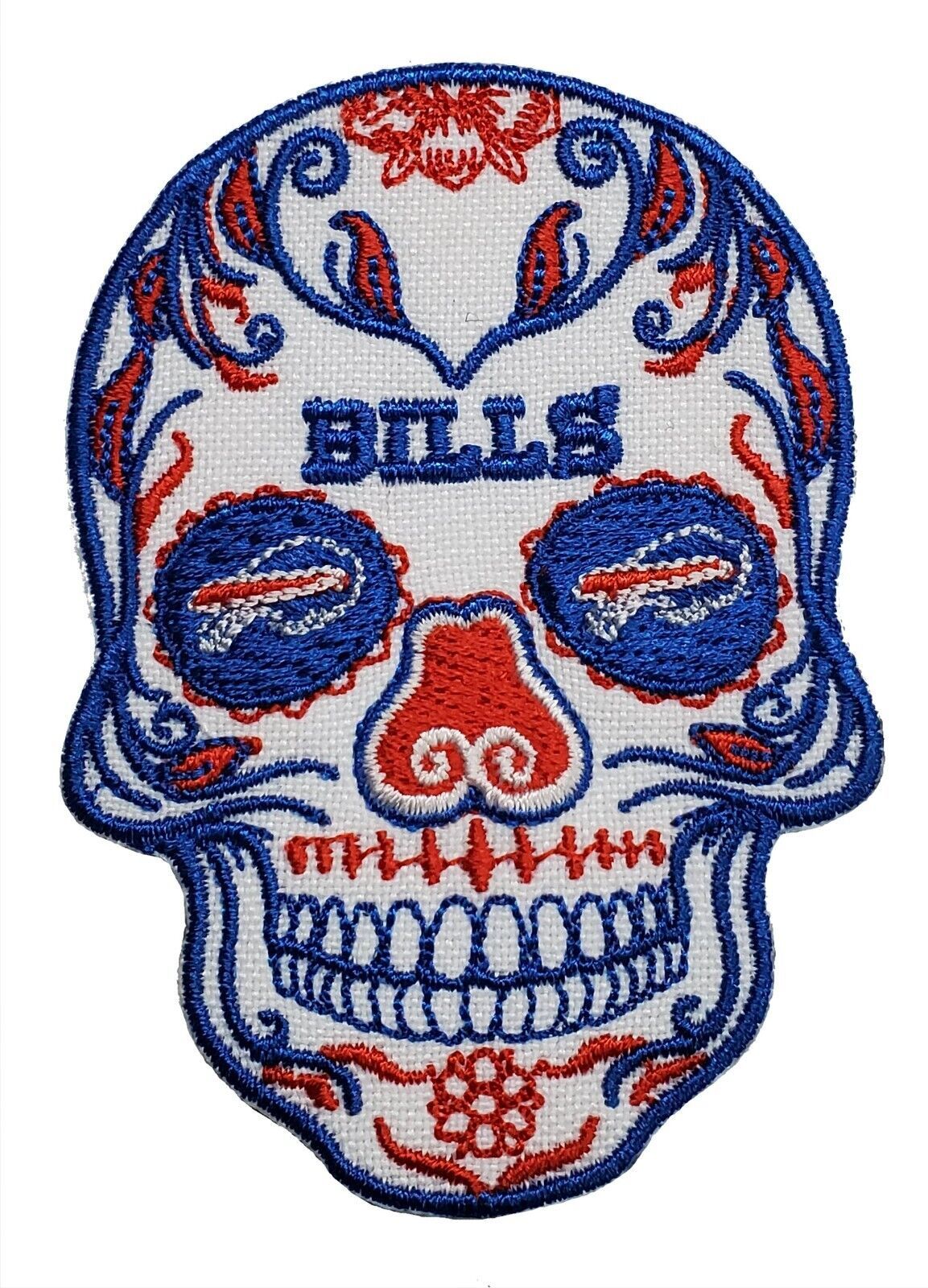 Primary image for Buffalo Bills Sugar Skull NFL Football Embroidered Iron On Patch Josh Allan