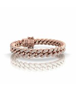 14k Rose Gold Over Round Diamond Pave Cuban Curb Miami Link Chain Bracelet - $388.34 CAD