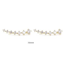 925 Sterling Silver Dainty Cubic Zirconia Earring Climber Long Line Shape Ear Cr - £10.62 GBP