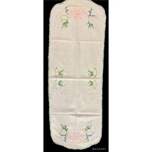 Lily Pad Hand Embroidered Table Runer VTG - $14.84