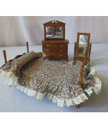 Vtg Country Style poster bed, chest w/mirror Cheval mirror doll house mi... - $40.00
