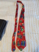 Men’s Christmas Tie  Silk Blend Holiday Trees/Presents - £3.11 GBP