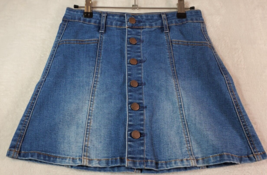 American Rag Cie Skirt Womens Size 1 Blue Denim Cotton Pockets Button Front - $12.64