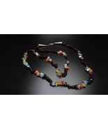 Southwestern Sterling Clasp Multi Colored Gem Stone Amethyst Necklace 28... - $30.73