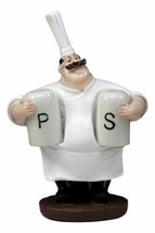 Big Chef Mario With Tall Hat Salt And Pepper Shakers Holder Figurine 6.25&quot;H - £19.17 GBP