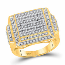 10kt Yellow Gold Mens Round Diamond Square Cluster Ring 5/8 Cttw - £682.86 GBP