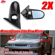 For Honda Civic EK 4DR 96-00 Black Spoon Style Manual Adjustable Side Mi... - $102.84