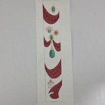 Jewel Tone Needlepoint Canvas Hand Painted SC XMAS Bow Ornament Emerald ... - $38.95