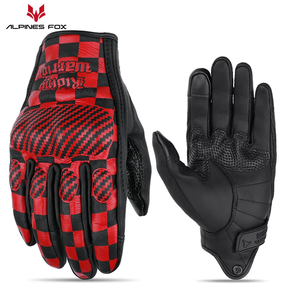 Cow Leather Retro Motorcycle Gloves Touch Screen Motorbike Motocross Racing - £33.89 GBP