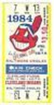 1984 Cleveland Indians Opening Day Full Ticket vs Orioles - £49.12 GBP