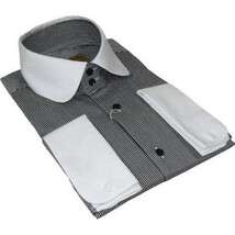 Men 100% Cotton Dress Shirt CIERO MONTERO Turkey 1A99-01 White Black Slim Fit image 5