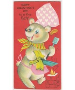 Vintage Valentine Card Bear Chef Cooks Glitter Forget Me Not 1960&#39;s - £7.83 GBP