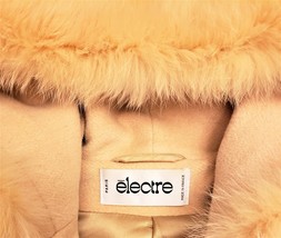 Vintage 70s ELECTRE Paris Women&#39;s Hooded Fur Trench Coat Sz. ~XL Camel - £102.10 GBP