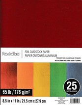 Recollections, Foil Cardstock Paper, 8.5&quot; X 11&quot;, Primary Colors 25-Pack New - £12.59 GBP