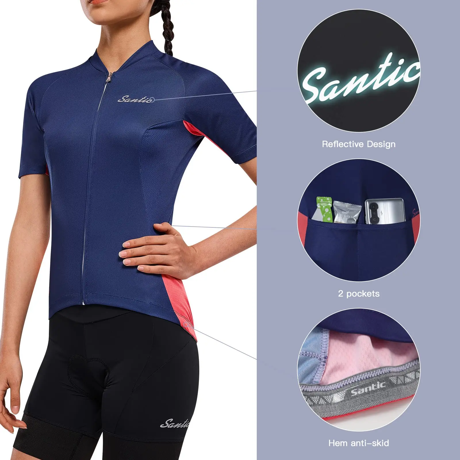 Sporting Santic Women Cycling  Professional MTB Road Bike  Bicycle Top Short Sle - £55.82 GBP