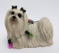 Sandicast Maltese Dog Sculpture Christmas Ornament Hand-Cast Hand-Painted - $19.75