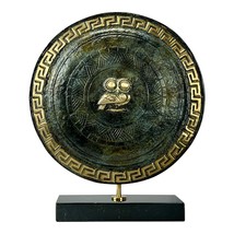 Athena&#39;s Shield With Owl Real Bronze Metal Art Sculpture Handmade in Greece - £83.22 GBP