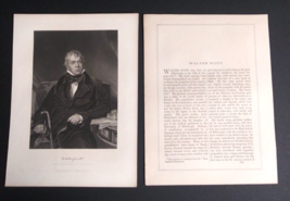 Sir Walter Scott Novelist Poet Steel Engraving Antique Portrait Print c1850-1890 - £18.64 GBP