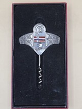 VIKING NORWAY-Wine Opener-Flag Pewter Wine Opener Corkscrew Open Box - $26.36