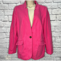 Talbots Womens Aberdeen Blazer Jacket Size 10 Linen Blend Bright Pink Dot Lined - £35.16 GBP