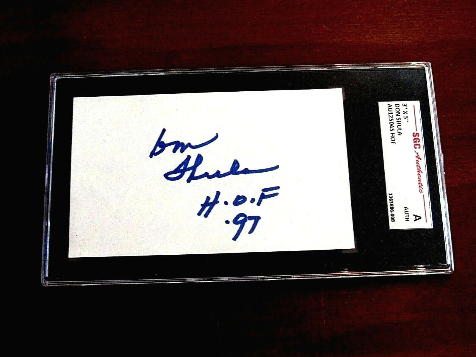 Primary image for DON SHULA HOF 97 MIAMI DOLPHINS COACH SIGNED AUTO VINTAGE INDEX CARD SGC
