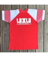 Vintage Upper Iowa University Peacocks Shirt Jersey Red White Adult Size L - $32.42 CAD