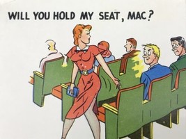 Humor Will You Hold My Seat, Mac?&quot; Postcard Vintage Funny  - $12.95