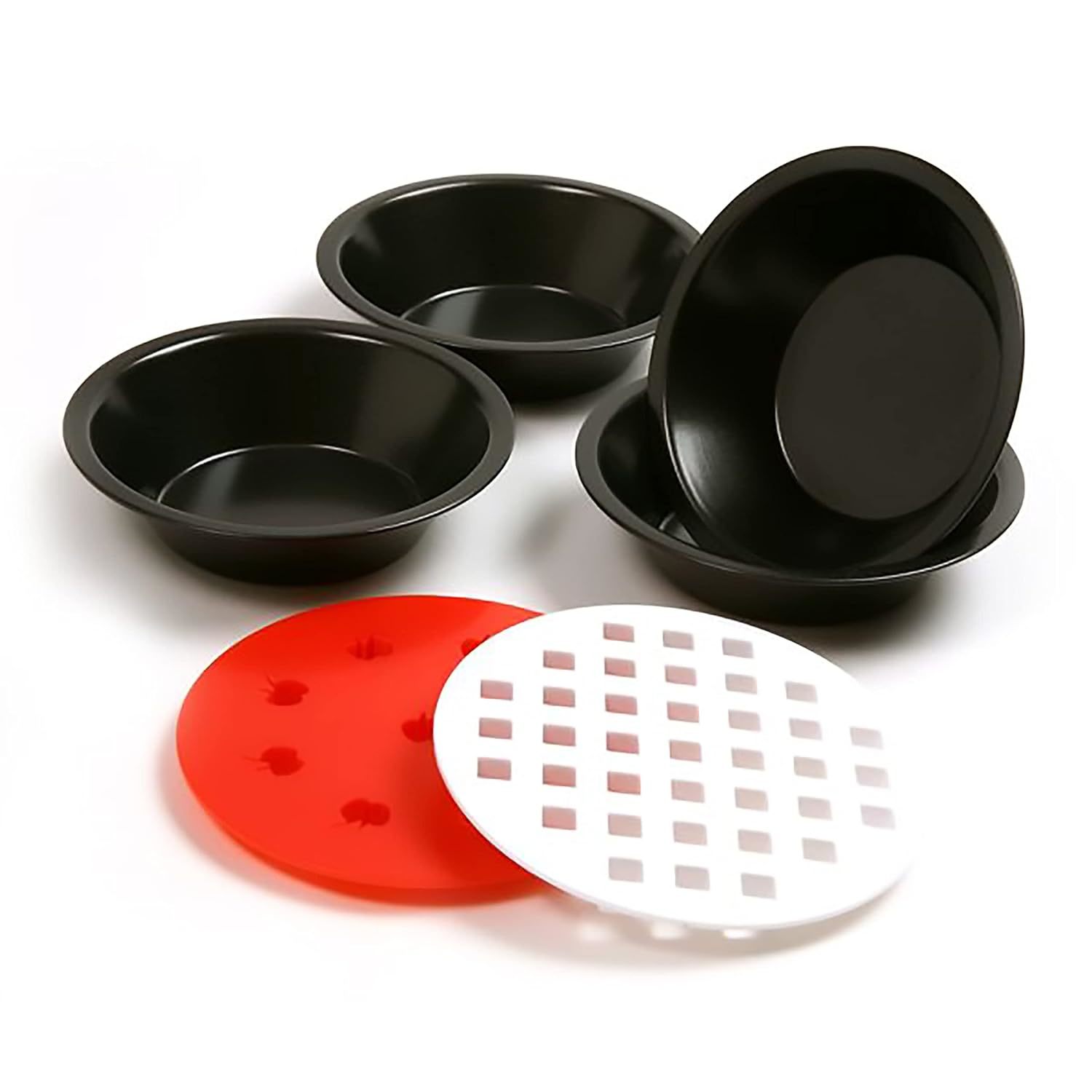Primary image for Norpro Mini Non Stick Pie Pan Set Of 4 with Pie Top Cutters Set Of 2 Durable