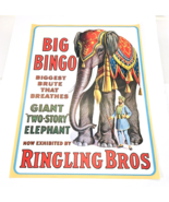 Vintage 1970&#39;s Circus Poster RINGLING BROS BIG BINGO GIANT ELEPHANT 20&quot;x15&quot; - £44.63 GBP