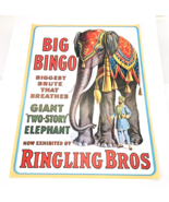 Vintage 1970&#39;s Circus Poster RINGLING BROS BIG BINGO GIANT ELEPHANT 20&quot;x15&quot; - €49,49 EUR