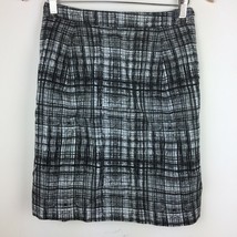 Ann Taylor Loft Silk Blend Skirt Size 14 Pleated Pencil Black White Pocket - $19.99